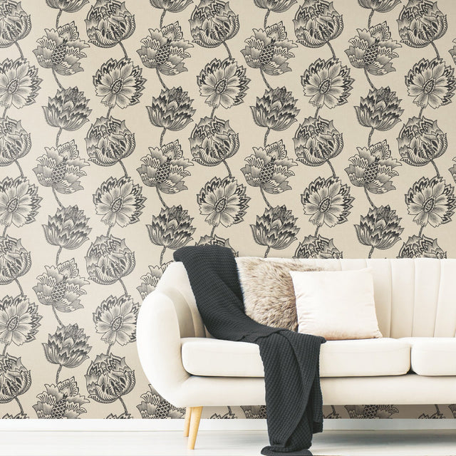 Batik Jacobean Taupe Peel & Stick Wallpaper