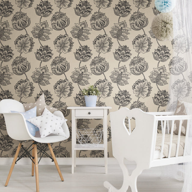 Batik Jacobean Taupe Peel & Stick Wallpaper