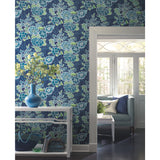 Zen Garden Blue Peel & Stick Wallpaper with Modern Floral Pattern - York RMK11855RL