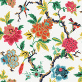 Candid Moments Red Peel & Stick Wallpaper with Botanical Birds Floral - York RMK11861RL
