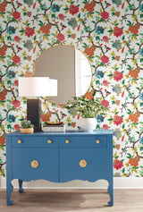 Candid Moments Red Peel & Stick Wallpaper with Botanical Birds Floral - York RMK11861RL