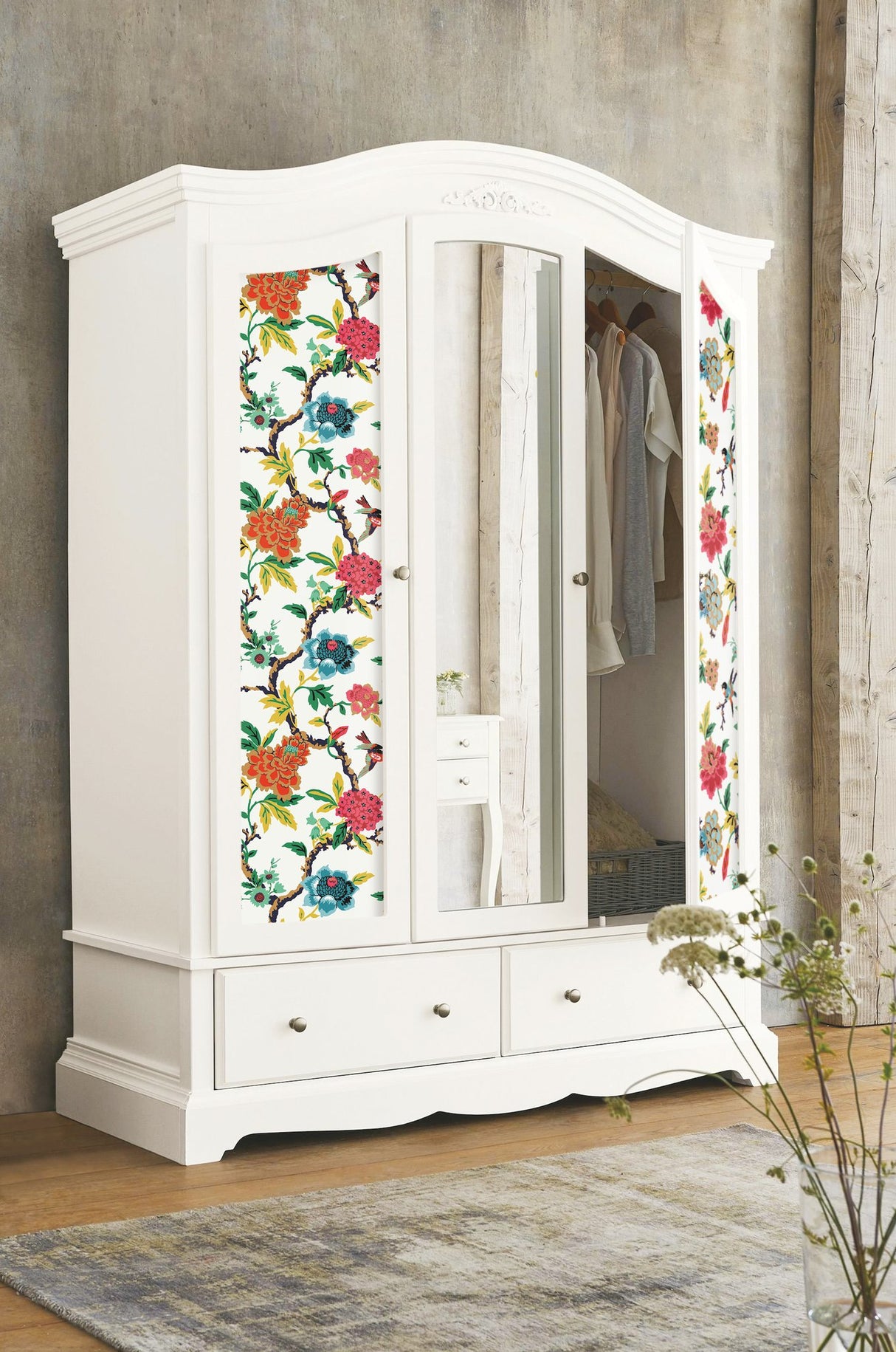 Candid Moments Red Peel & Stick Wallpaper with Botanical Birds Floral - York RMK11861RL
