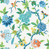 Candid Moments Blue Peel & Stick Wallpaper with Botanical Bird Floral Pattern, Traditional Style - York RMK11862RL