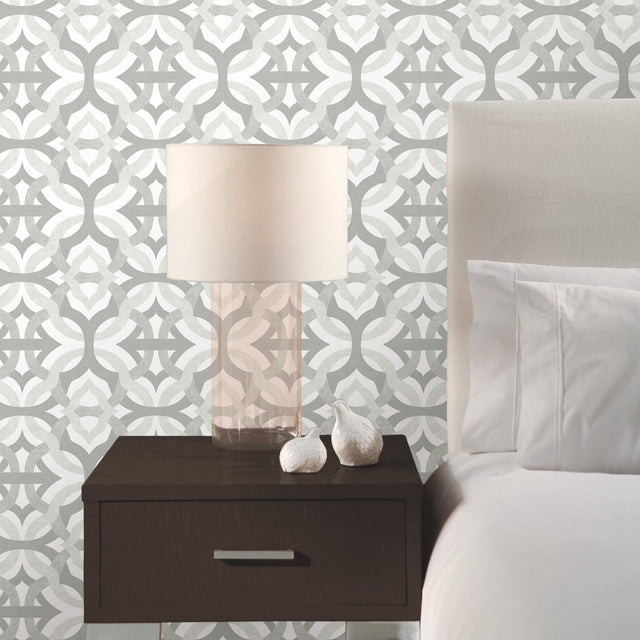 Tipton Taupe Peel & Stick Wallpaper with Modern Geometric Pattern - York RMK11865RL