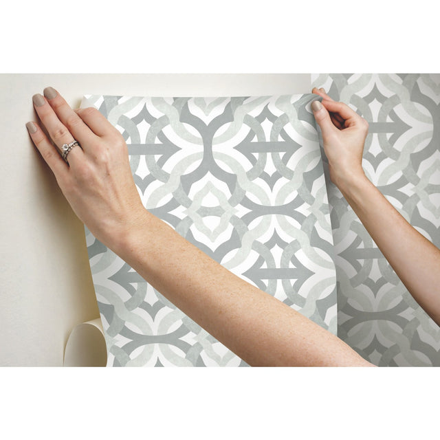 Tipton Taupe Peel & Stick Wallpaper with Modern Geometric Pattern - York RMK11865RL