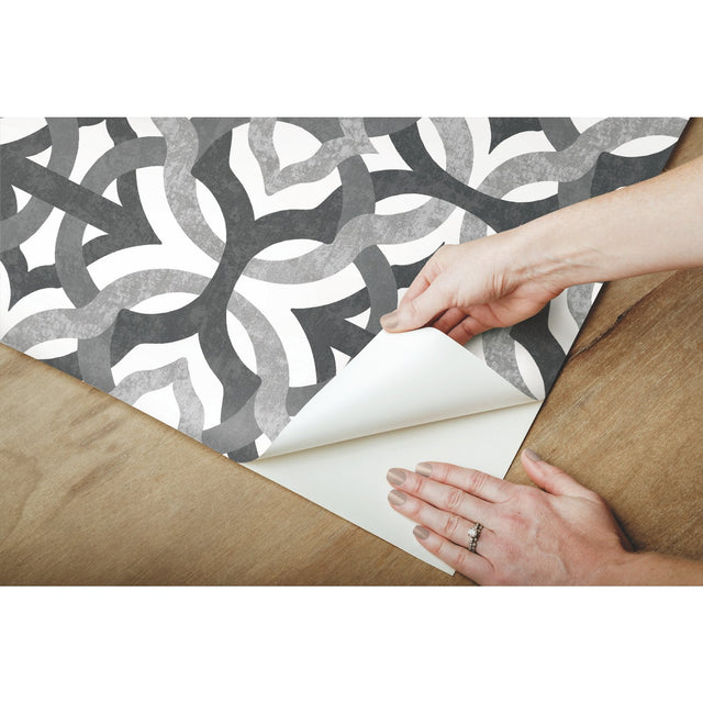Tipton Grey Geometric Abstract Peel & Stick Wallpaper - Waverly/RoomMates RMK11867RL