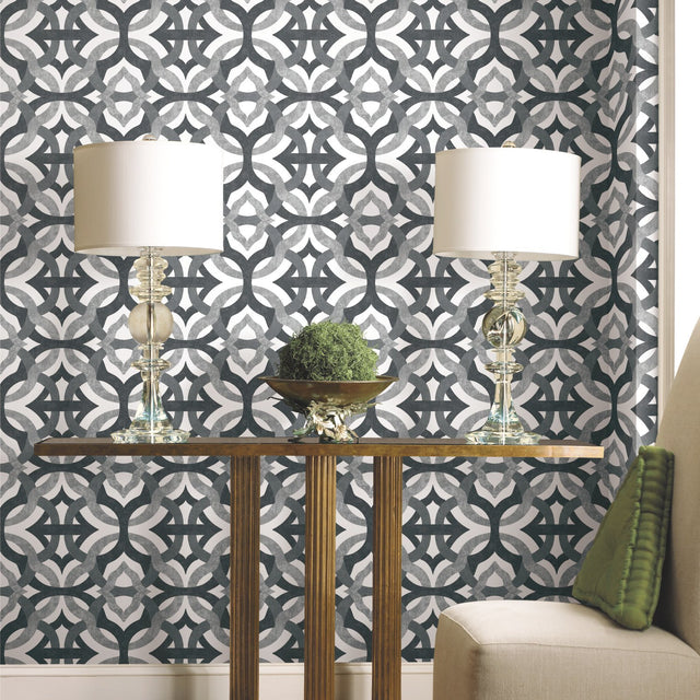 Tipton Grey Geometric Abstract Peel & Stick Wallpaper - Waverly/RoomMates RMK11867RL