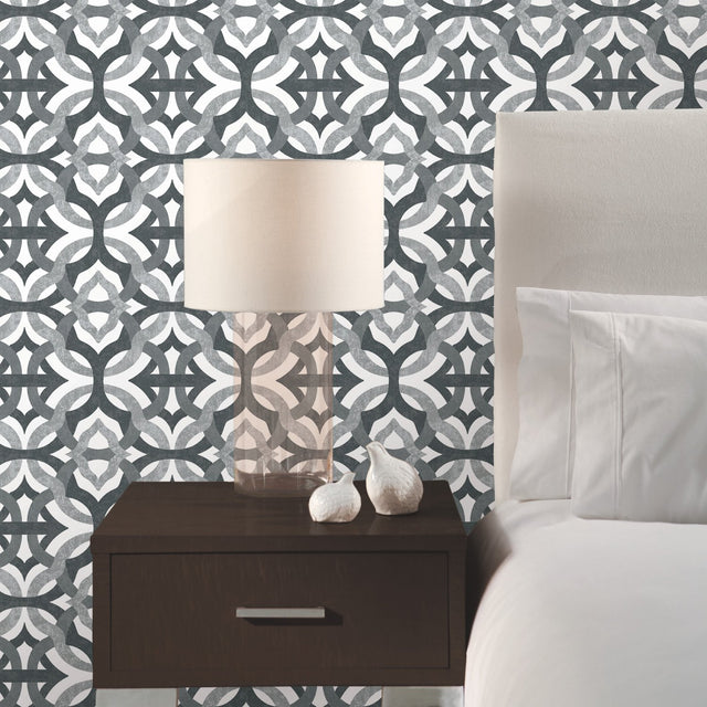 Tipton Grey Geometric Abstract Peel & Stick Wallpaper - Waverly/RoomMates RMK11867RL