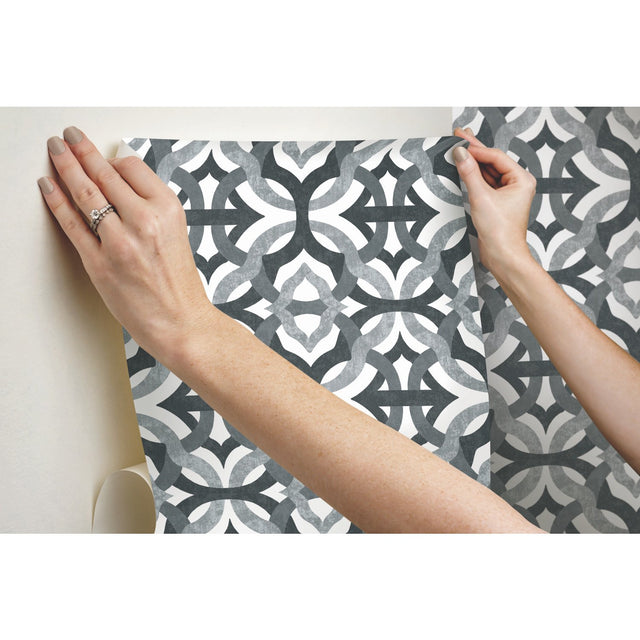 Tipton Grey Geometric Abstract Peel & Stick Wallpaper - Waverly/RoomMates RMK11867RL