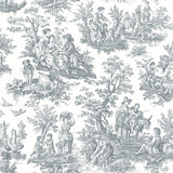 Country Life Toile Grey Peel & Stick Wallpaper with Classic Country Toile Pattern - York RMK11869WP