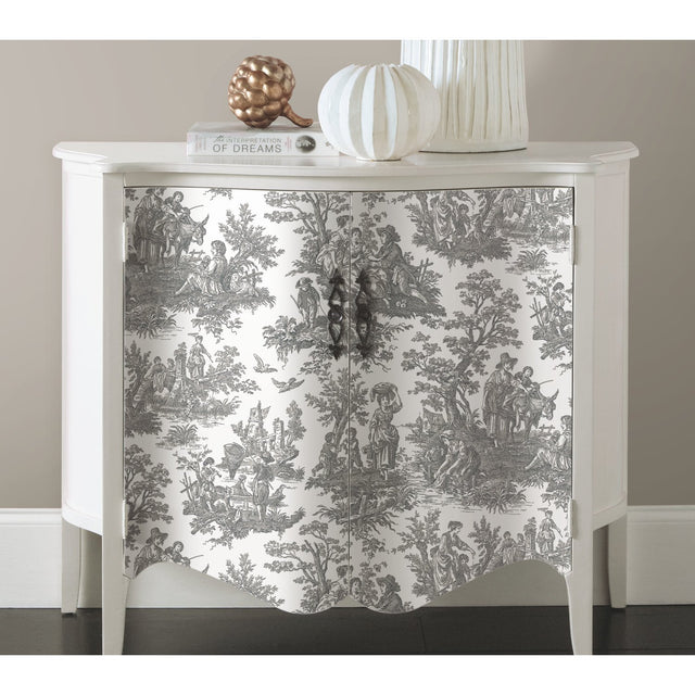 Country Life Toile Grey Peel & Stick Wallpaper with Classic Country Toile Pattern - York RMK11869WP