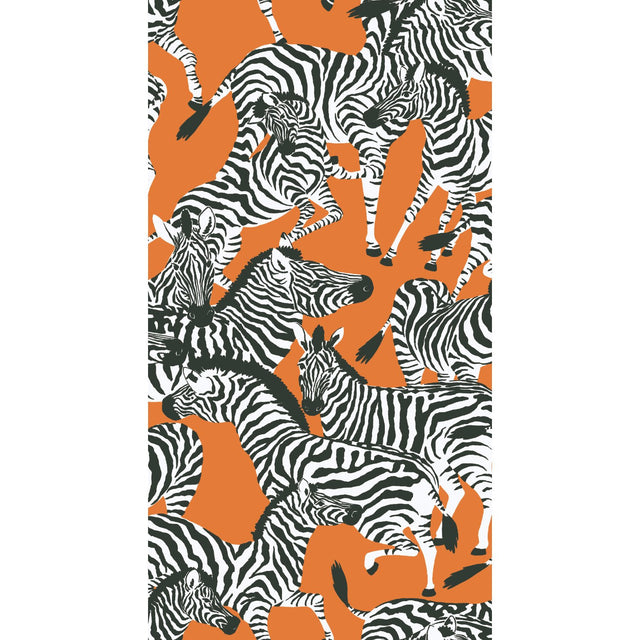 Herd Together Orange Peel & Stick Wallpaper with Novelty Zebra Pattern, Traditional Style - York RMK11875RL