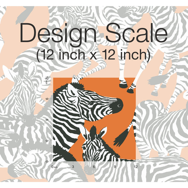 Herd Together Orange Peel & Stick Wallpaper with Novelty Zebra Pattern, Traditional Style - York RMK11875RL
