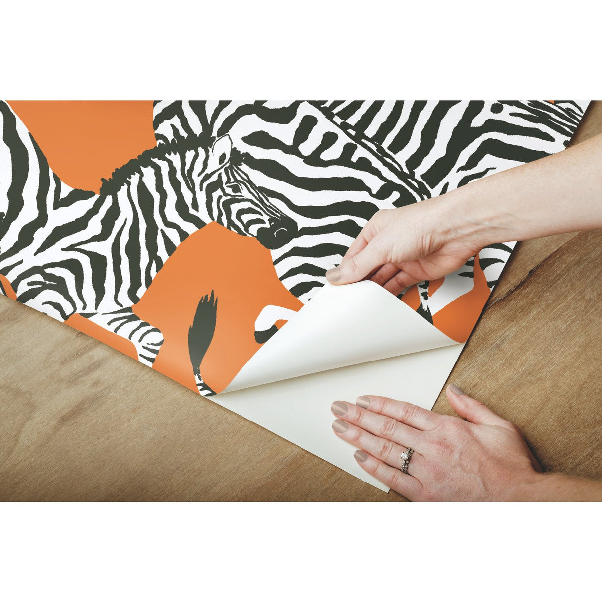 Herd Together Orange Peel & Stick Wallpaper with Novelty Zebra Pattern, Traditional Style - York RMK11875RL