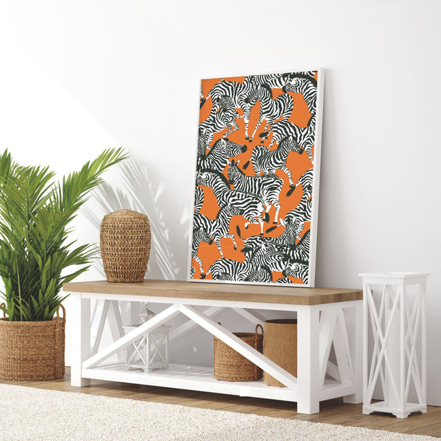 Herd Together Orange Peel & Stick Wallpaper with Novelty Zebra Pattern, Traditional Style - York RMK11875RL