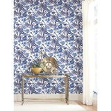 Exotic Curiosity Blue Peel & Stick Wallpaper with Botanical Floral Pattern, Modern Style - York RMK11881RL