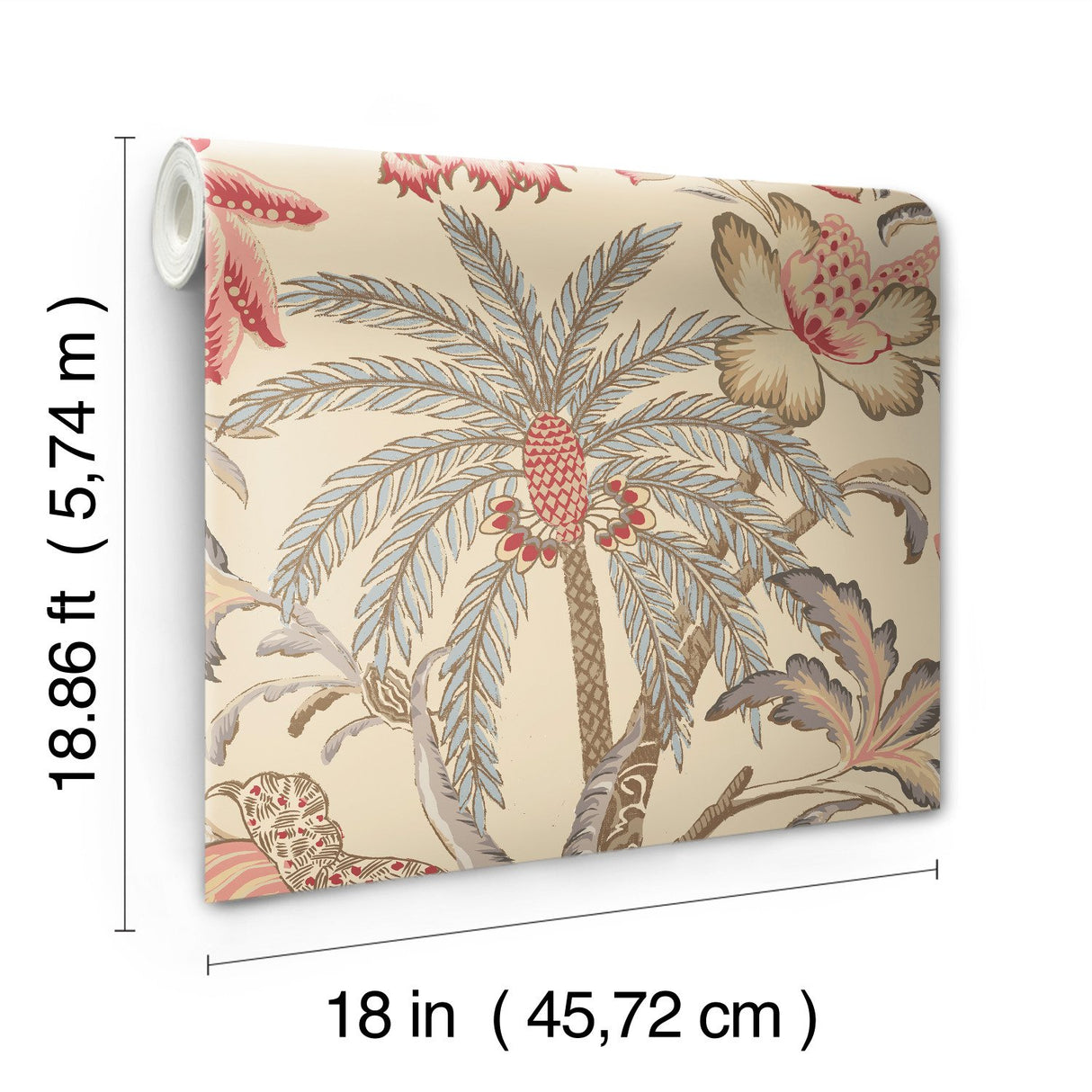 Exotic Curiosity Taupe Peel & Stick Wallpaper with Botanical Floral Motif - York RMK11882RL