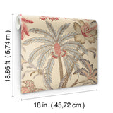 Exotic Curiosity Taupe Peel & Stick Wallpaper with Botanical Floral Motif - York RMK11882RL