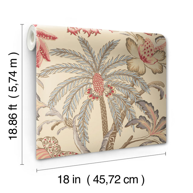Exotic Curiosity Taupe Peel & Stick Wallpaper with Botanical Floral Motif - York RMK11882RL