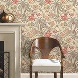 Exotic Curiosity Taupe Peel & Stick Wallpaper with Botanical Floral Motif - York RMK11882RL