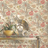 Exotic Curiosity Taupe Peel & Stick Wallpaper with Botanical Floral Motif - York RMK11882RL