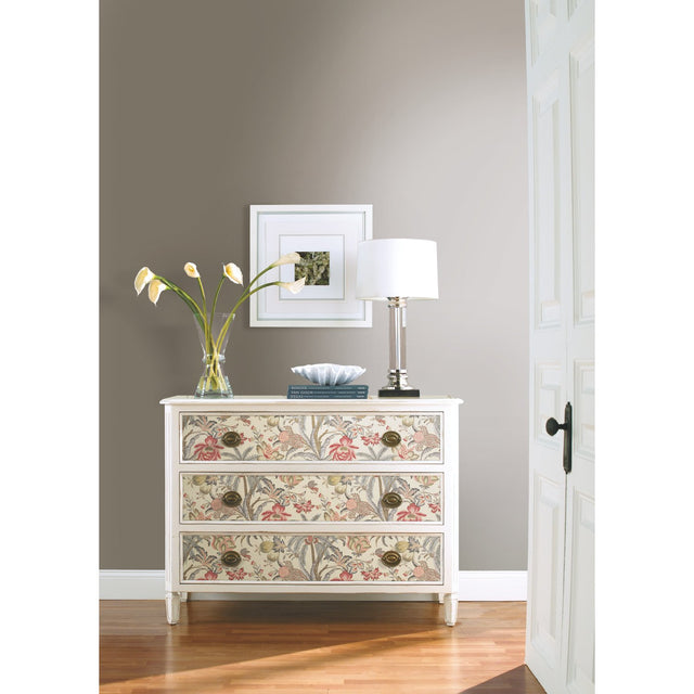 Exotic Curiosity Taupe Peel & Stick Wallpaper with Botanical Floral Motif - York RMK11882RL