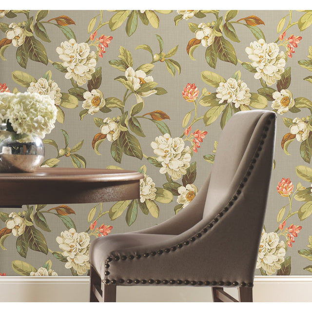 Live Artfully Taupe Peel & Stick Wallpaper with Floral Botanical Pattern - York RMK11883RL