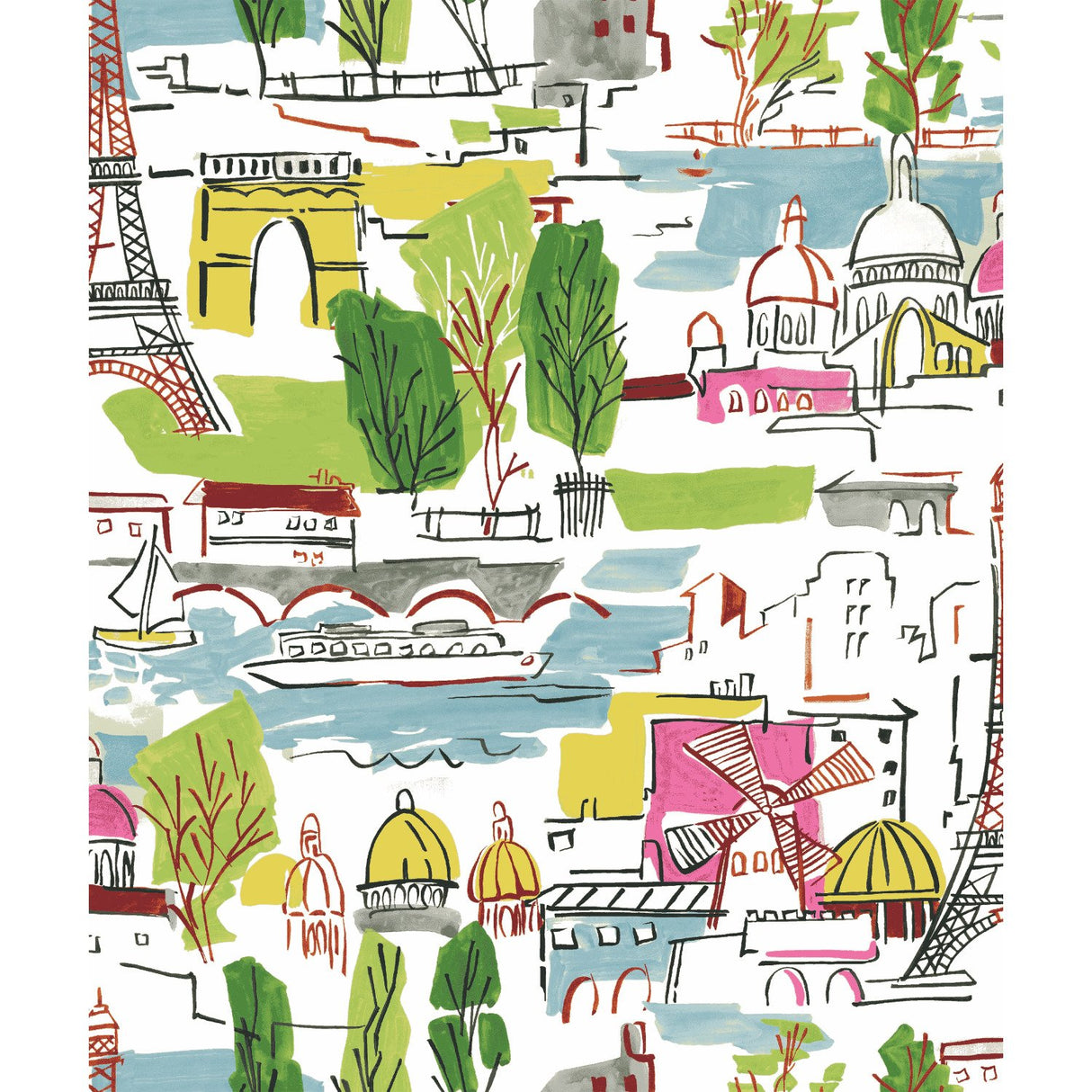 Arrondissement Green Peel & Stick Wallpaper with Paris Map Motif - York RMK11888RL