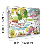Arrondissement Green Peel & Stick Wallpaper with Paris Map Motif - York RMK11888RL