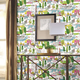 Arrondissement Green Peel & Stick Wallpaper with Paris Map Motif - York RMK11888RL