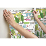 Arrondissement Green Peel & Stick Wallpaper with Paris Map Motif - York RMK11888RL