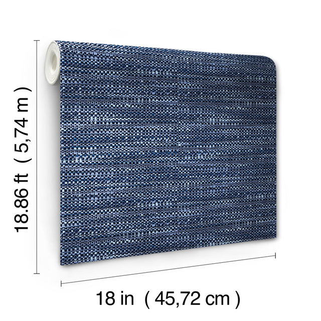 Tabby Blue Peel & Stick Wallpaper with Modern Woven Texture Pattern - York RMK11889RL