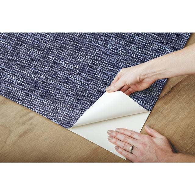Tabby Blue Peel & Stick Wallpaper with Modern Woven Texture Pattern - York RMK11889RL
