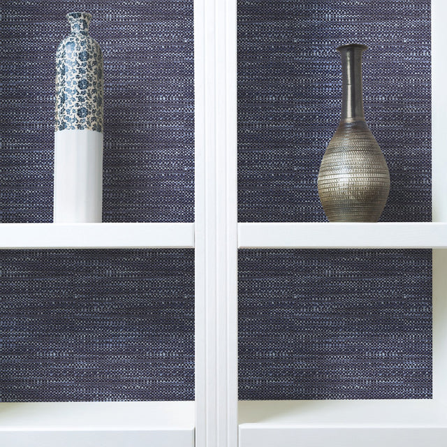 Tabby Blue Peel & Stick Wallpaper with Modern Woven Texture Pattern - York RMK11889RL