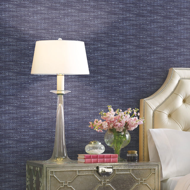 Tabby Blue Peel & Stick Wallpaper with Modern Woven Texture Pattern - York RMK11889RL
