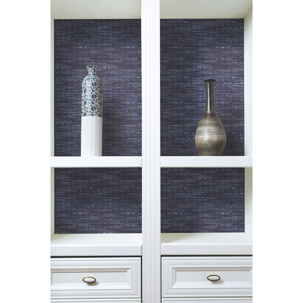 Tabby Blue Peel & Stick Wallpaper with Modern Woven Texture Pattern - York RMK11889RL