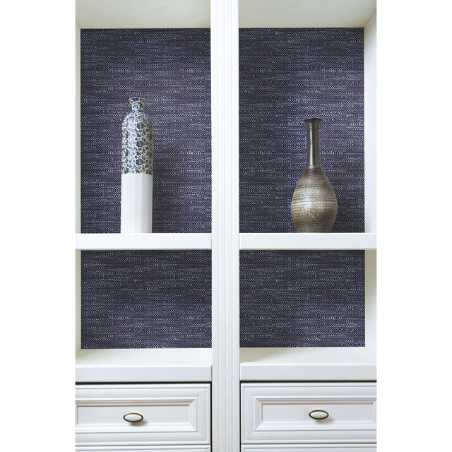 Tabby Blue Peel & Stick Wallpaper with Modern Woven Texture Pattern - York RMK11889RL