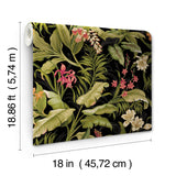Wailea Coast Green Peel & Stick Wallpaper with Botanical Floral Pattern, Modern Style - York RMK11894RL