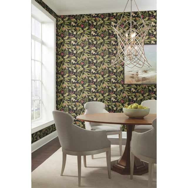 Wailea Coast Green Peel & Stick Wallpaper with Botanical Floral Pattern, Modern Style - York RMK11894RL