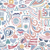 Mod Faces Pink Peel & Stick Wallpaper with Glam Global Novelty Pattern - York RMK11897RL