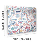 Mod Faces Pink Peel & Stick Wallpaper with Glam Global Novelty Pattern - York RMK11897RL