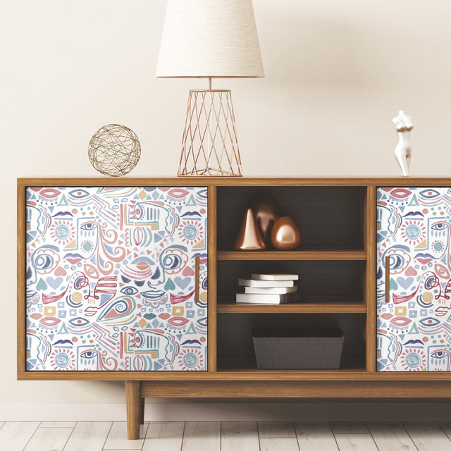 Mod Faces Pink Peel & Stick Wallpaper with Glam Global Novelty Pattern - York RMK11897RL