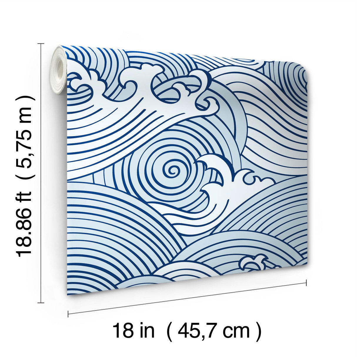 Asian Waves Blue Peel & Stick Wallpaper with Coastal Novelty Pattern - York RMK11900RL