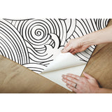 Asian Waves Black Peel & Stick Wallpaper with Coastal Novelty Pattern - York RMK11901RL