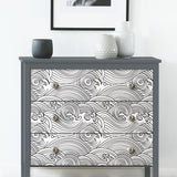 Asian Waves Black Peel & Stick Wallpaper with Coastal Novelty Pattern - York RMK11901RL