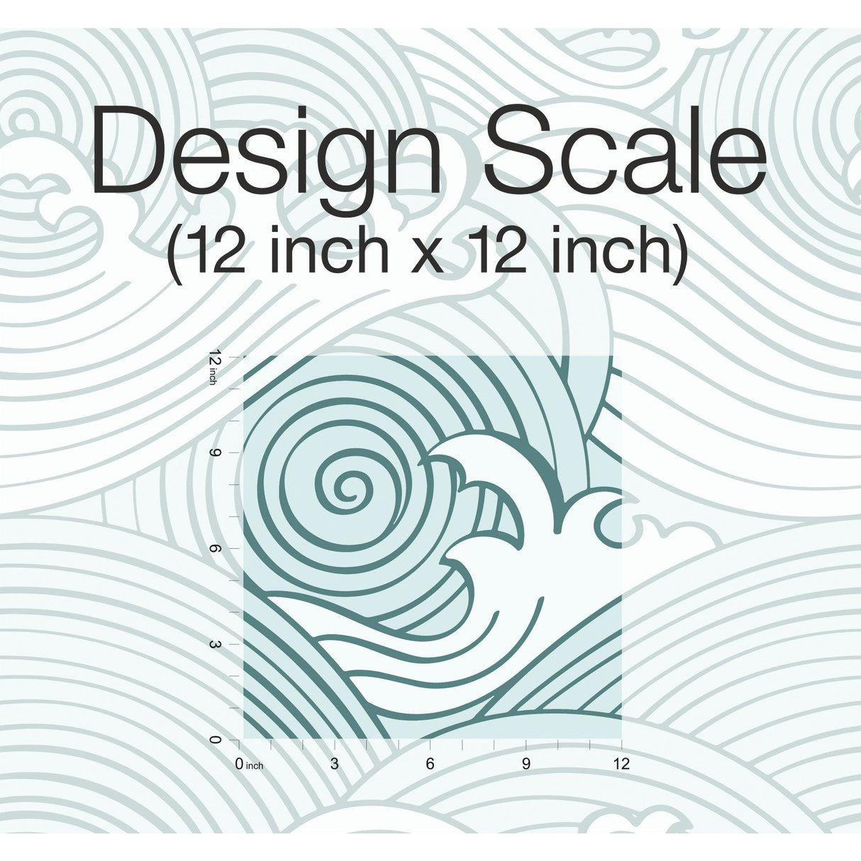 Asian Waves Teal Peel & Stick Wallpaper with Coastal Wave Line Art - York RMK11902RL
