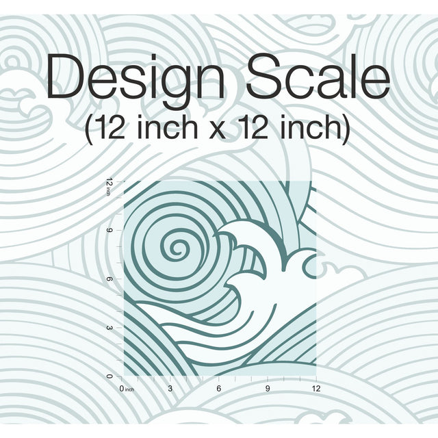 Asian Waves Teal Peel & Stick Wallpaper with Coastal Wave Line Art - York RMK11902RL