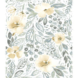 Clara Jean April Showers Green Peel & Stick Wallpaper with Whimsical Nature Floral Pattern - York RMK11905WP