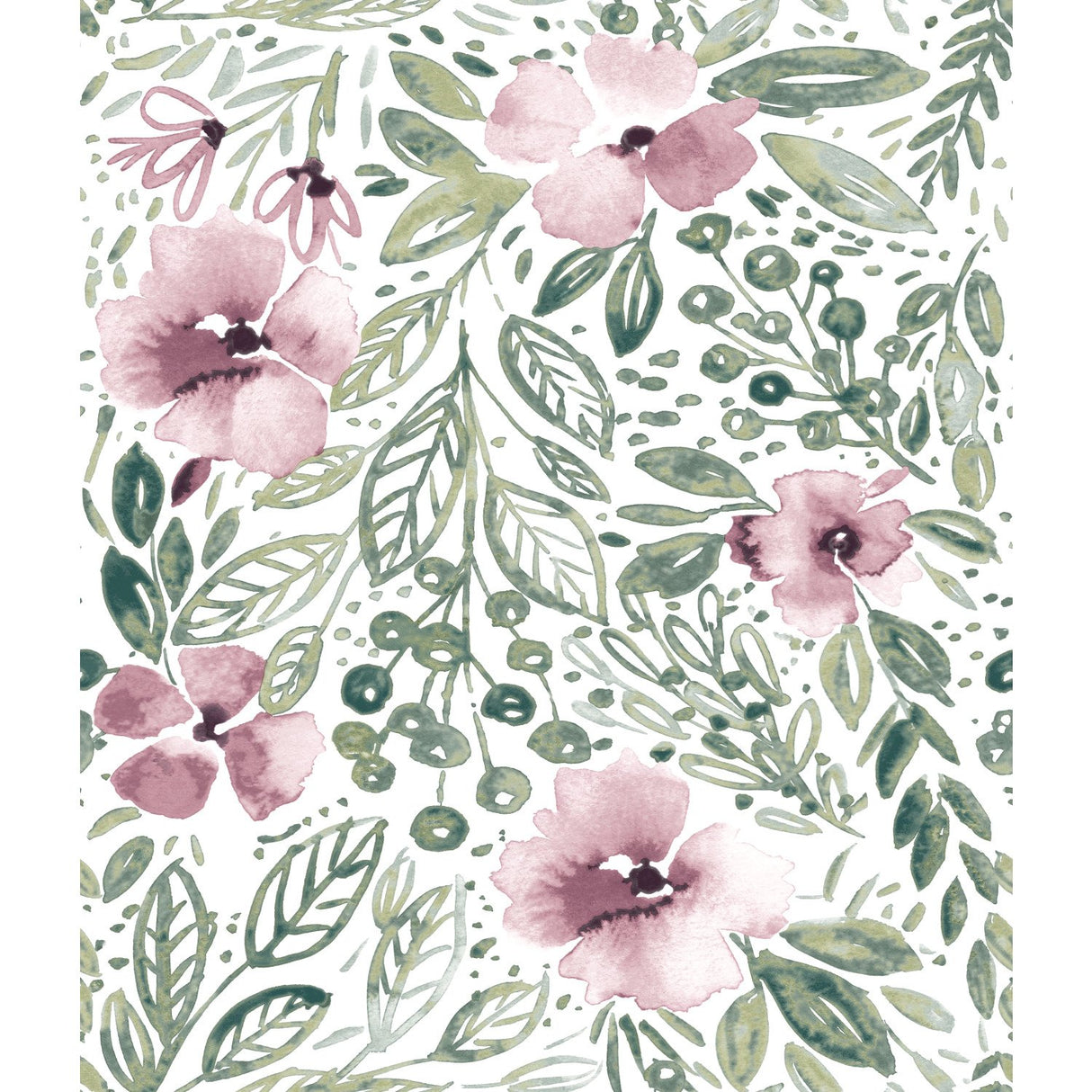 Clara Jean April Showers Pink Peel & Stick Wallpaper with Whimsical Nature Novelty Pattern - York RMK11906WP