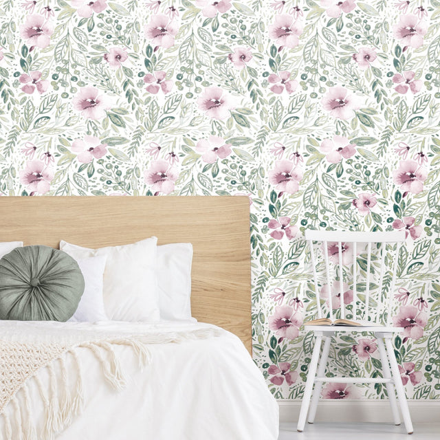 Clara Jean April Showers Pink Peel & Stick Wallpaper with Whimsical Nature Novelty Pattern - York RMK11906WP